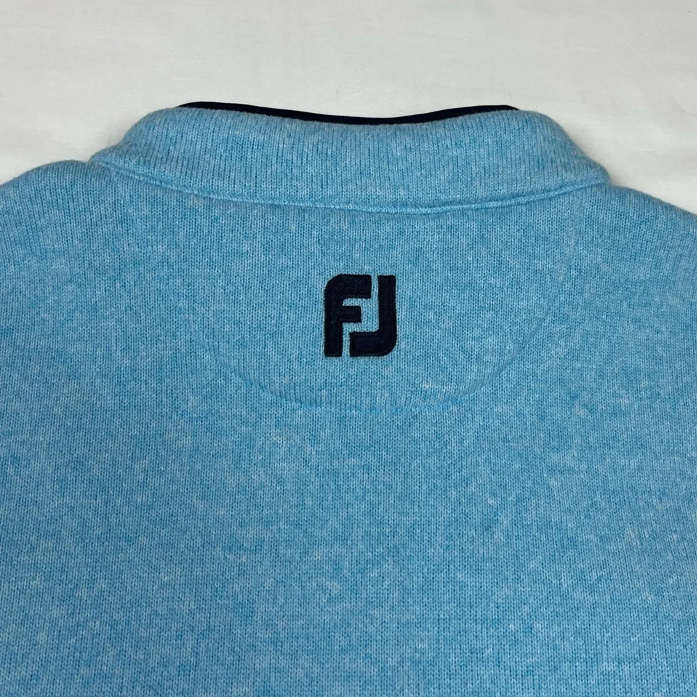 Footjoy Mens Fleece Golf Vest XL Light Baby Blue 1/2 Zip Flap Pocket Pullover B1